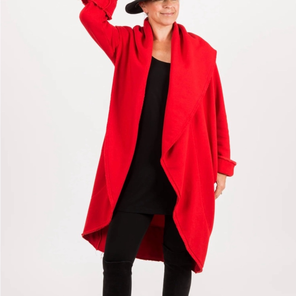 BRYN WALKER Bamboo Organic Cotton Fleece Didion Wrap Coat Duster jacket - Picture 2 of 12